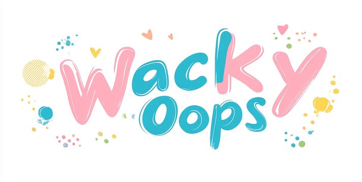 Vibrant wacky oops typography with colorful playful elements