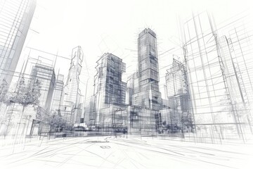 City and office sketch of an architect City and office sketch of an architect