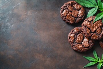 Assorted Cannabis Cookies on Rustic Background - Perfect for Cooking Blogs, Posters, and Edible Advertisements
