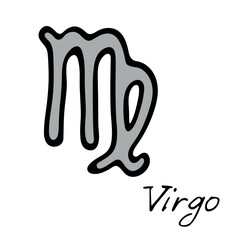 Hand drawn virgo zodiac sign Esoteric symbol doodle Astrology clipart Element for design