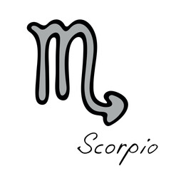 Hand drawn scorpio zodiac sign Esoteric symbol doodle Astrology clipart Element for design