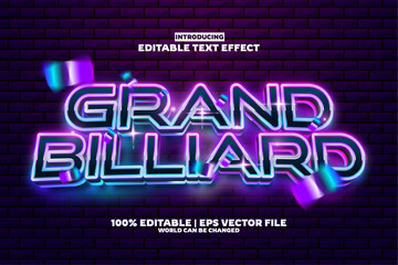Fototapeta premium New Grand Billiard editable text effect in new modern trend style