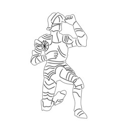 knight kneeling sketch, vector on white background