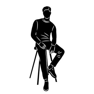 recommend clip art: man sitting on chair silhouette, vector on white background