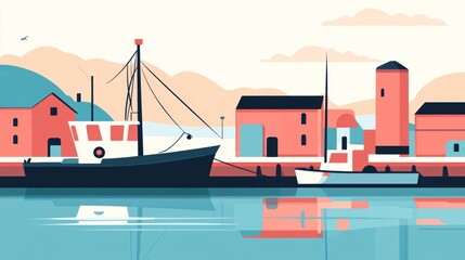 Calm Harbor With Boats Docked in the Sunset