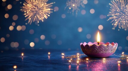 Banner design for diwali festival and podium,Diwali light decoration candle with fireworks,Stage,Product display Showcase design sparkle background,Deepavali,Dipavali,3D podium illustration.