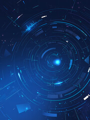 Obraz premium Abstract digital background with glowing blue lines and circles, creating a futuristic and technological aesthetic.
