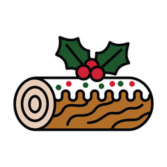 Illustration of Christmas Yule Log Dessert Illustration