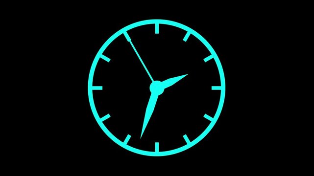 Modern new wall clock with moving arrows animation on black background.