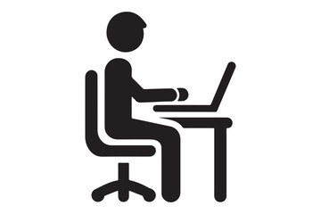 Black Silhouette of Desk Job Icon for Professional Use