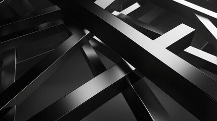 Futuristic Black and White Intersection - Abstract 3D Render for Modern Electronics.