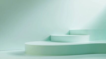 Obraz premium Serene 3D Render Background in Soft Blue and Green Gradients with Textures for Electronic Product Showcases