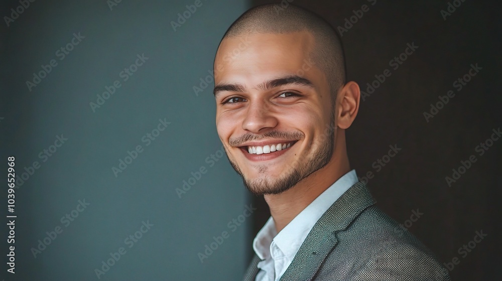 Poster Confident Man Smiling in Professional Attire