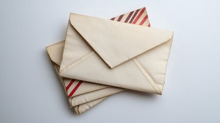 Several airmail envelopes stacked together on a clean white background, symbolizing communication and postal history