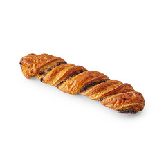 Croissant bakery with chocolate isolated white background style.
