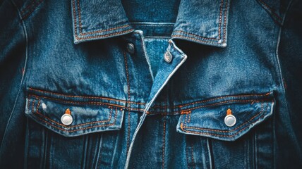 Classic jeans texture and Stylish blue denim jacket pocket,Blue denim jacket,jean opened pocket with a button,outfit jeans background,Popular fashion clothing,space for text.