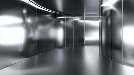 Obraz premium Futuristic 3D Render of Luxurious Metallic Backdrop for High-Quality Electronic Presentations