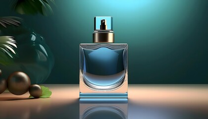 Product picture of perfume bottle advertising poster Simple, elegant design, looks expensive.