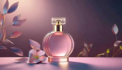 Product picture of perfume bottle advertising poster Simple, elegant design, looks expensive.
