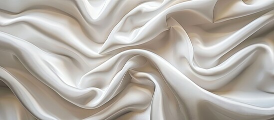 Fototapeta premium A backdrop of smooth white silk fabric with space for adding images or text. with copyspace image