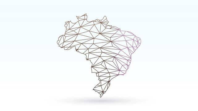 Brazil map with geometric connected lines using triangles on light background illustration meaning strong network