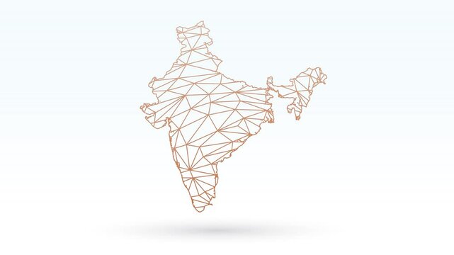 India map with geometric connected lines using triangles on light background illustration meaning strong network