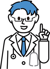 白衣を着た説明する医者