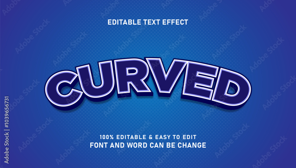 Fototapete editable curved stylish text effect in modern 3d style