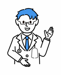 白衣を着た説明する医者