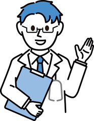 白衣を着た説明する医者