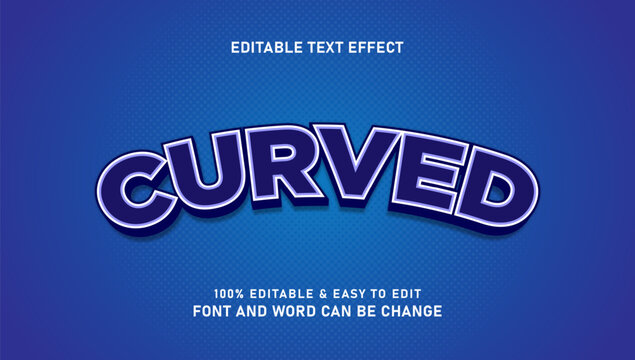 Editable curved stylish text effect in modern 3d style