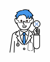 白衣を着た説明する医者