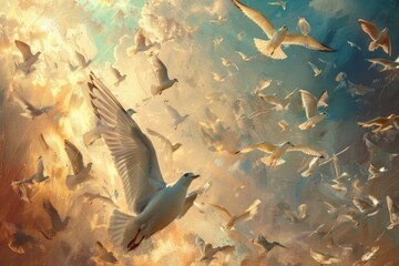 birds flying out of a painting surreal freedom concept  freedom concept