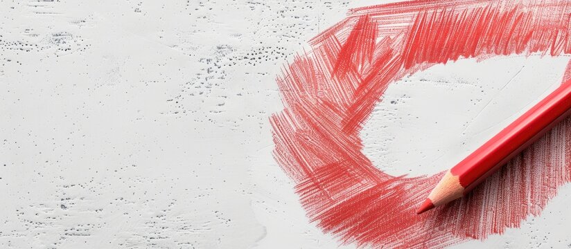 Red chalk drawing of punctuation marks on a white background with a chalk texture offering copy space image