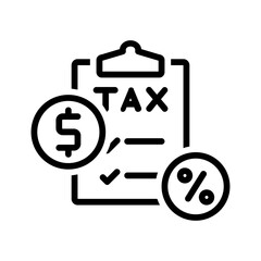 Fototapeta premium Vector black line icon for Taxation