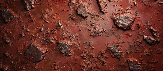 Fototapeta premium Mineral abstract ground with a red soil textured natural background provides copy space image