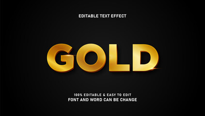 Gold effect text with a modern and elegant 3D style that can be edited