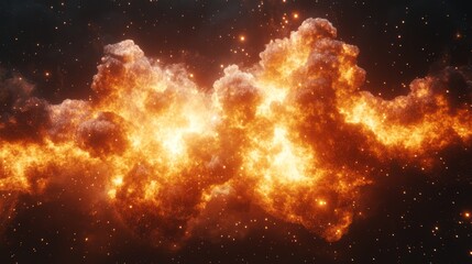  an orange and yellow star cluster against a black night sky