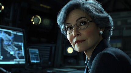 Confident Businesswoman in a Tech Environment