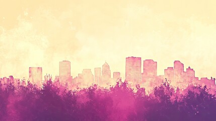 Fototapeta premium Minimalist Cityscape in Watercolor Style