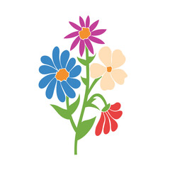flora set modern doodle color vector