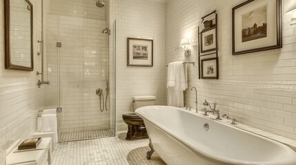 Elegant bathroom with vintage decor and modern amenities