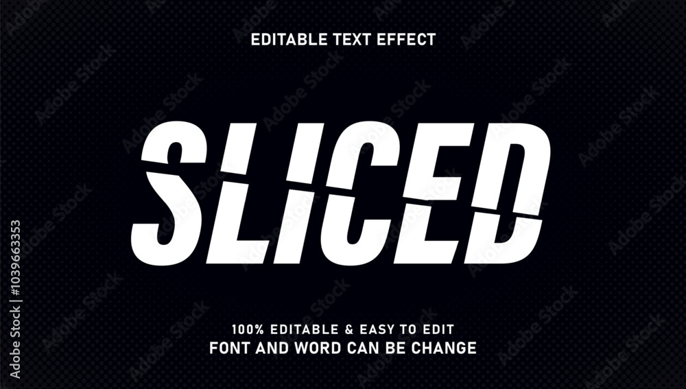 Fototapete sliced ​​effect text with modern editable style
