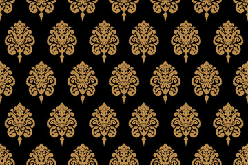 Ikat floral seamless pattern on background,damask seamless pattern,vector illustration,Ikat ethnic oriental embroidery,Aztec style,baroque.design for texture,fab,clothing,decoration,fashion.