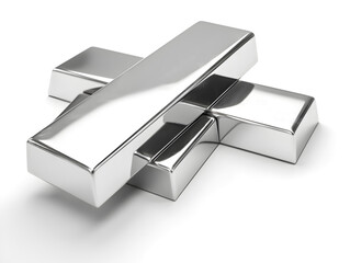 Silver bars on the white background. Precious metal and store of value.