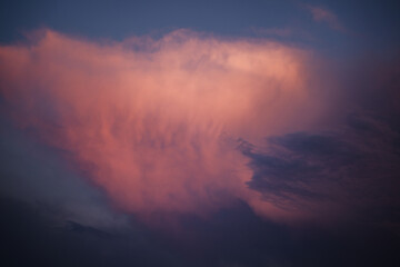 Sky with colorful and vivid sunset clouds. Natural background.