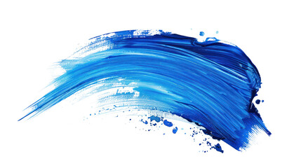 Blue paint brush stroke separated from white background.