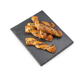 Croissant bakery with chocolate isolated white background style.