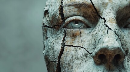 A face with a broken nose and a missing eye