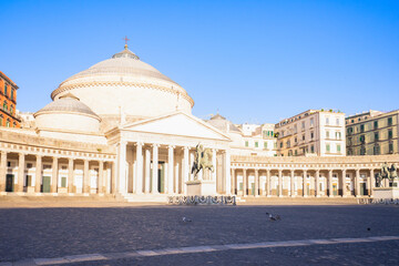 Naklejka premium view of famous Piazza del Plebiscito at summer, Naples Italy